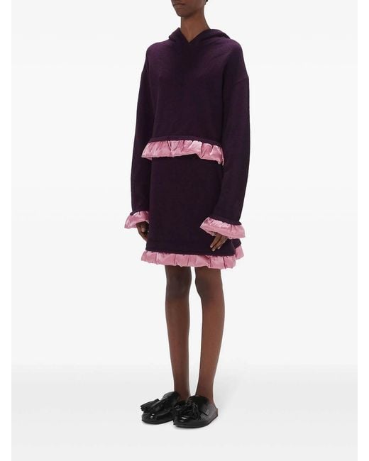 J.W. Anderson Purple Satin-Trimmed Cropped Hoodie