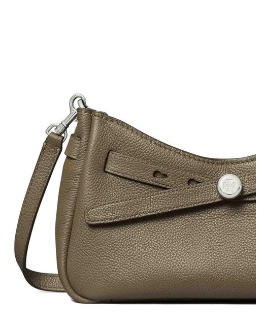 Tory Burch Gray Romy Leather Crossbody Bag