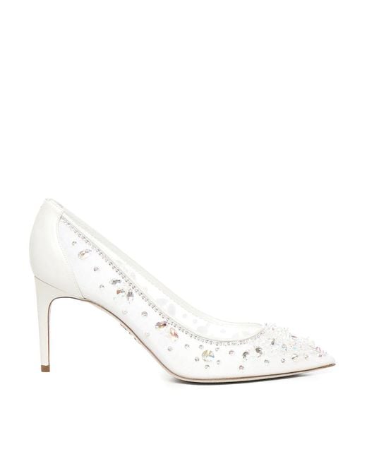 Rene Caovilla Women's White 75Mm Cinderella Heel Shoes