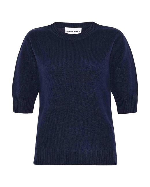 EMERSON RENALDI Blue Crew Neck Sweater