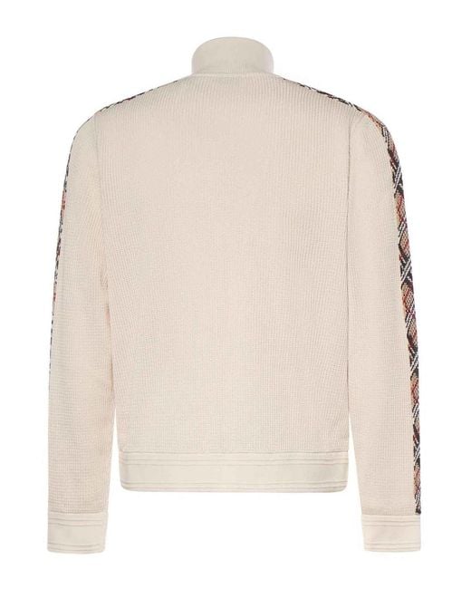 Burberry Natural Cotton Jacket With Check Trim for men