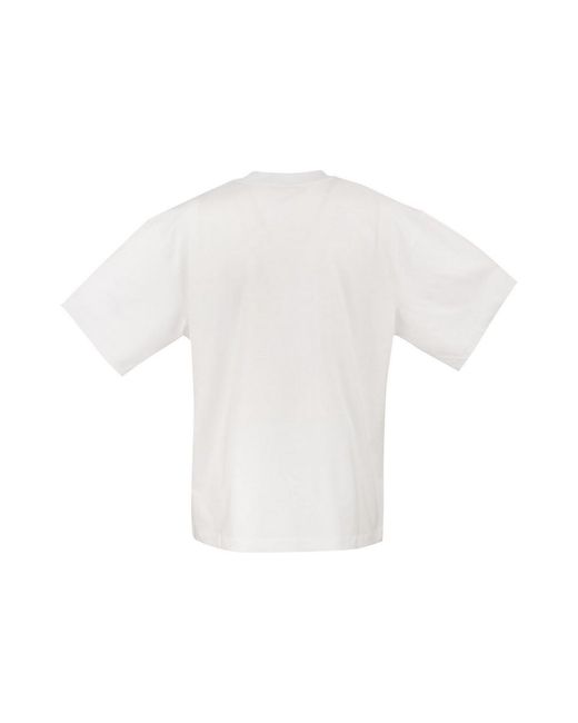 Marni White Cotton Jersey T-Shirt With Print