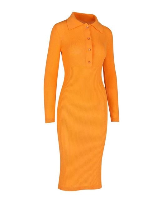 Patou Orange Midi Knit Dress