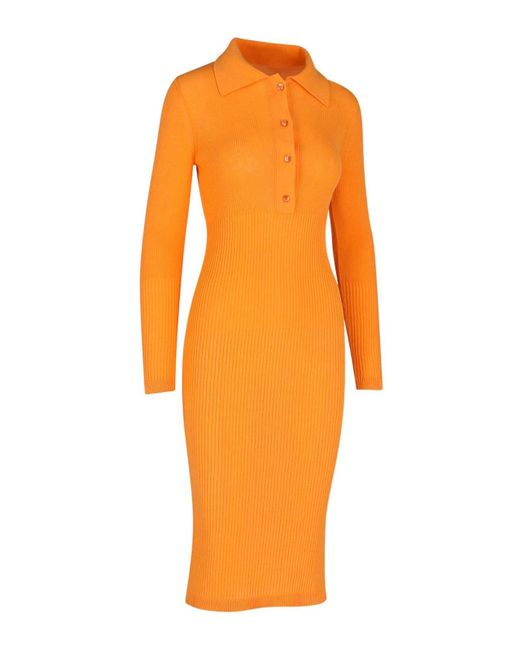 Patou Orange Midi Knit Dress