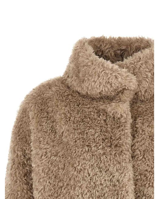 Herno Brown Curled Shearling Effect Coat