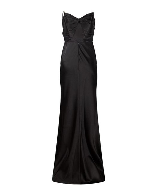 Elisabetta Franchi Black Carpet Satin Long Dress