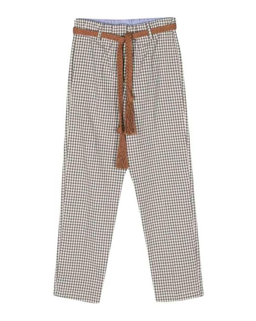 Alysi Gray Vichy Cropped Trousers