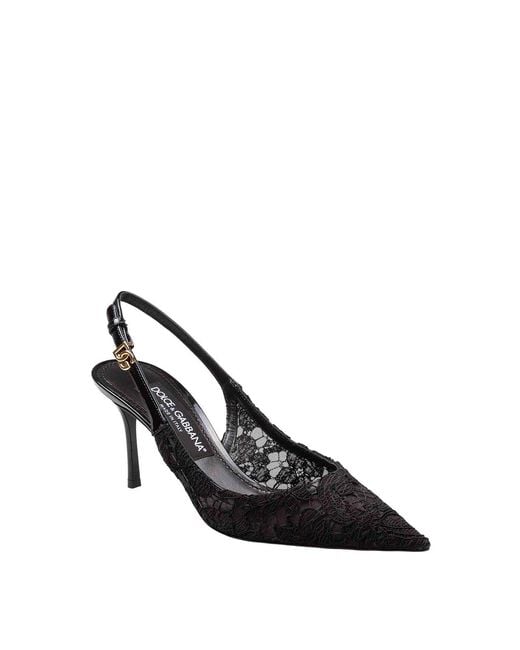 Dolce & Gabbana Black Taormina Lace Slingback