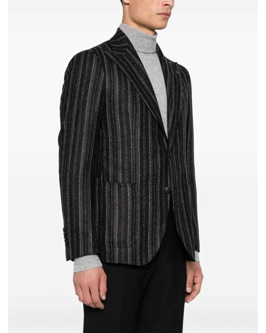Tagliatore Black Striped Blazer Jacket for men
