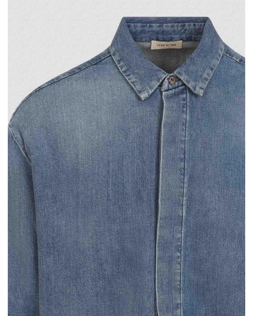 Fear Of God Blue Denim Shirt for men