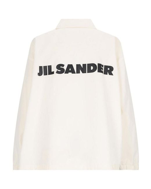 Jil Sander White Single-Breasted Logo Jacket