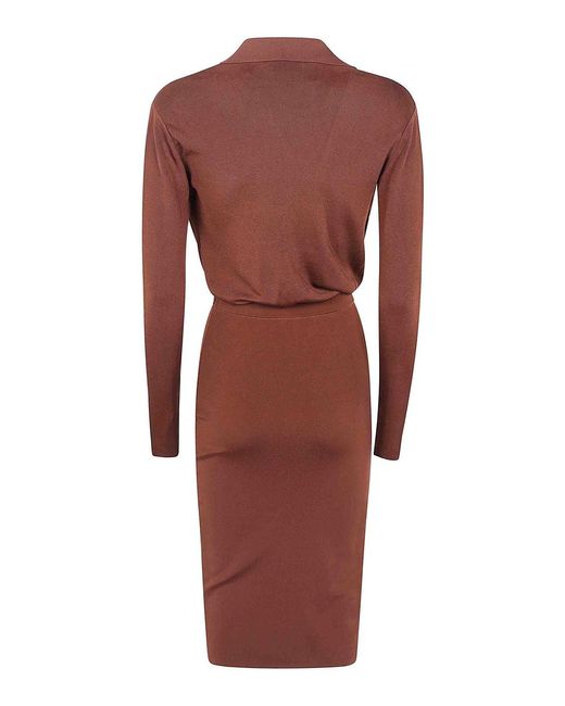 Elisabetta Franchi Red Knitted Midi Dress