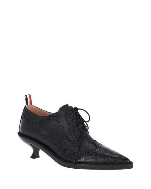 Thom Browne Black Leather Lace-Up Shoes