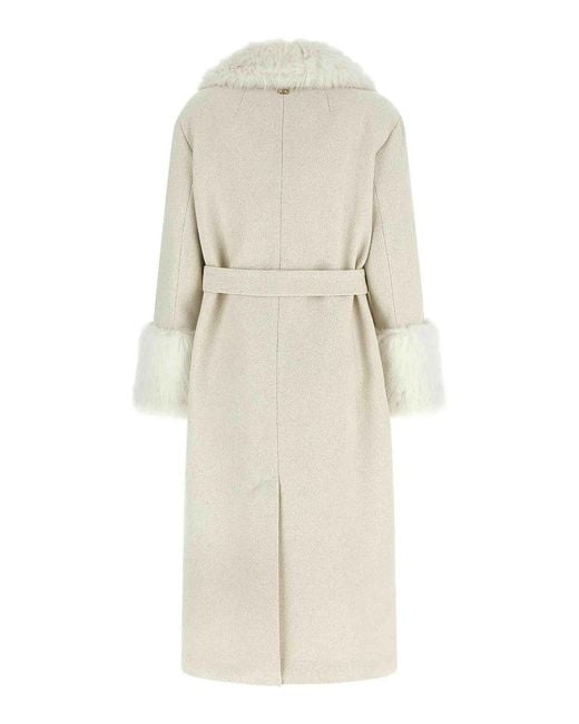 Twinset White Lam Thread Coat