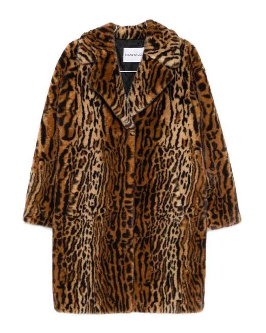 Stand Studio Brown Camille Faux Fur Coat