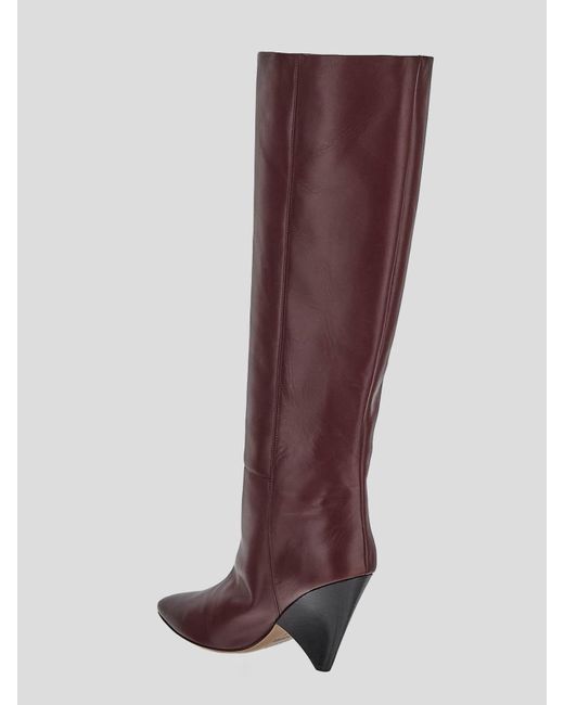 Isabel Marant Brown Boots In Burgundy With Pointed Toe