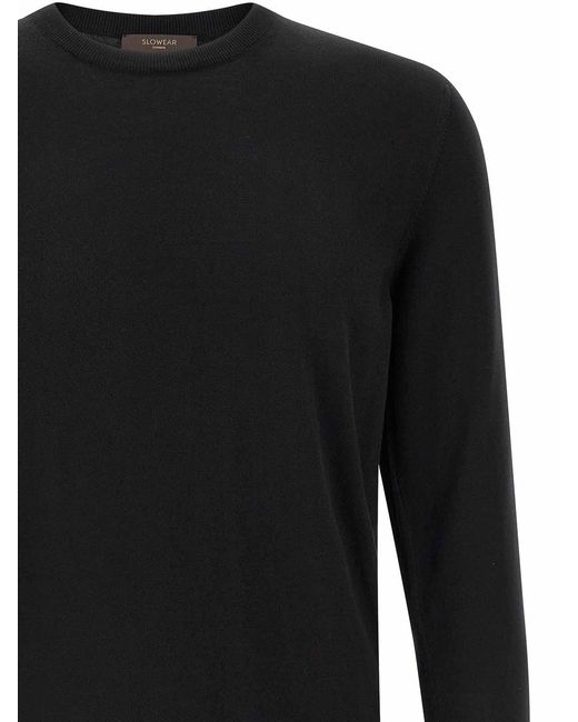 Zanone Black Cotton Sweater for men