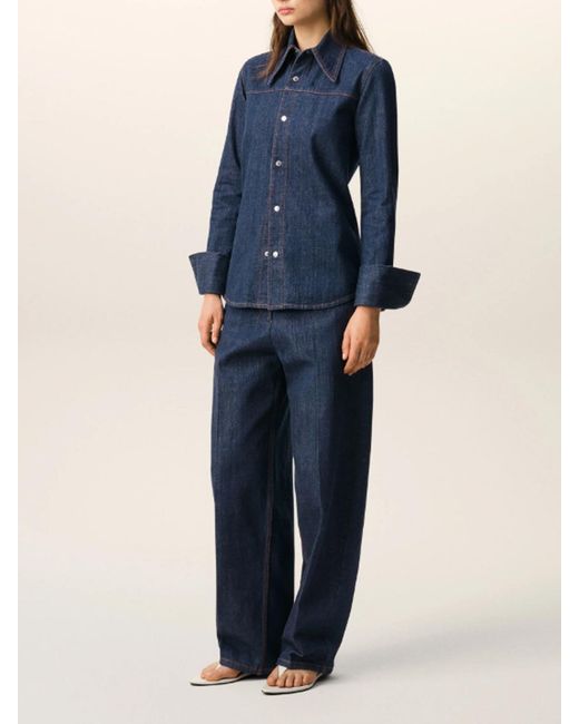 AMI Blue Sharp Collar Shirt for men