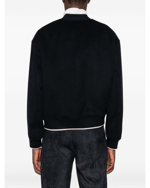 Emporio Armani Black Wool Bomber Jacket for men