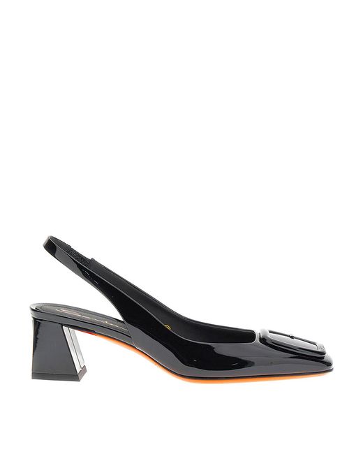 Santoni Black Lemon Slingbacks