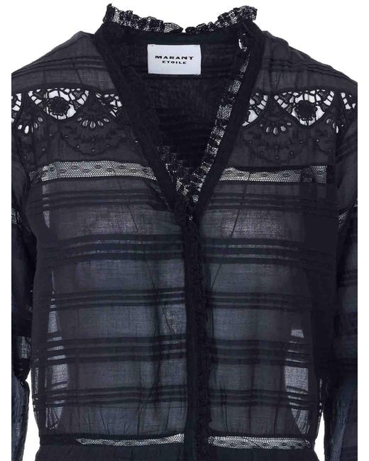 Isabel Marant Blue Daniva Dress Lace Embroidery Long Silhouette