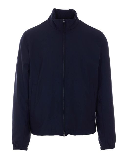 Herno Blue Bomber With Frontal Zip Closure for men