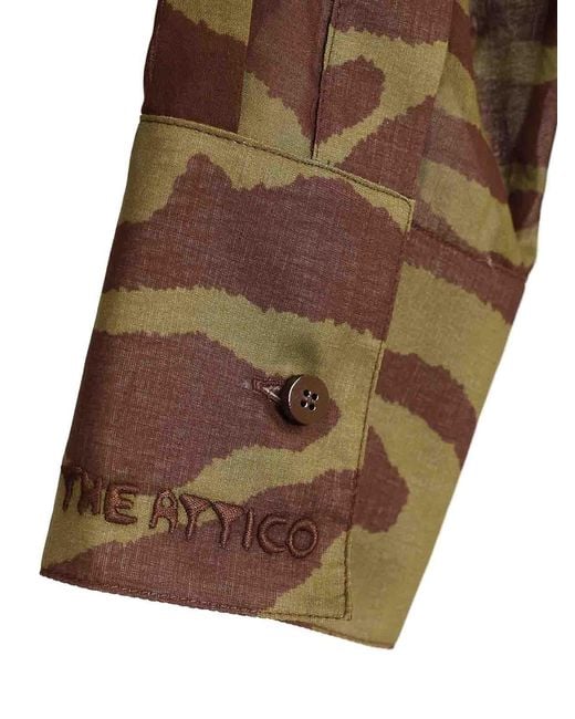 The Attico Brown Zebra Print Shirt