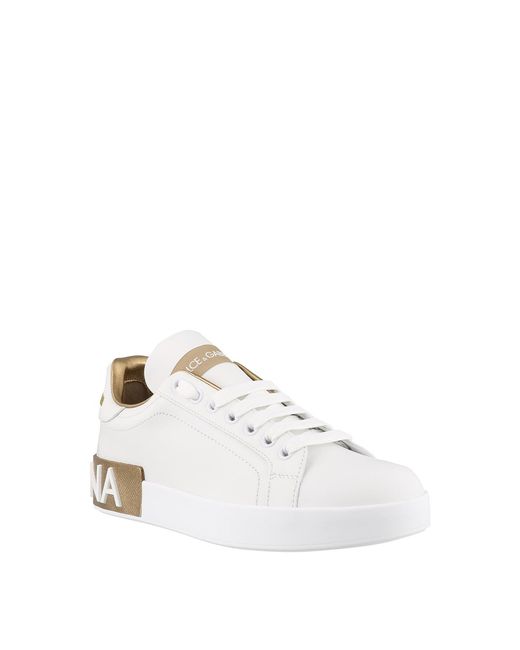 Dolce & Gabbana White Dolce & Gabbana Calf Leather 'Portofino' Sneakers