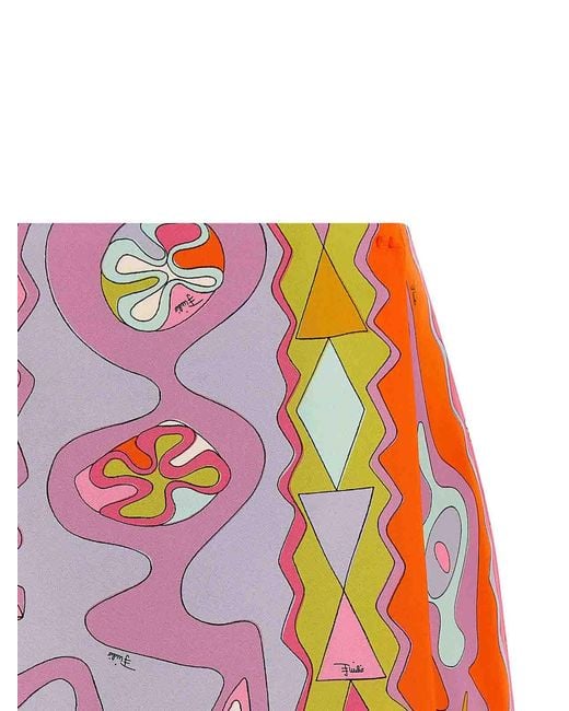 Emilio Pucci Multicolor Angoli' Print Twill Skirt