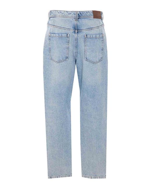 Brunello Cucinelli Blue Baggy Tapered Denim Pants