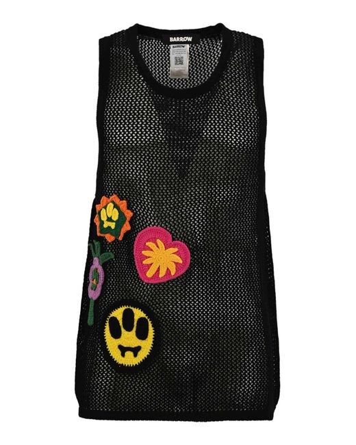 Barrow Black Knitted Tank Top for men