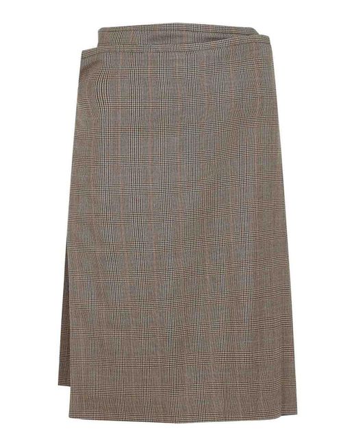 Phoebe Philo Gray Kilt Midi Skirt
