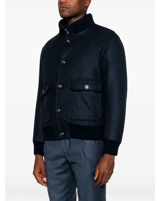 Barba Napoli Blue Bomber Jacket for men