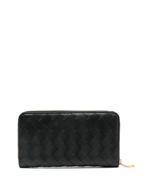 Bottega Veneta Black Large Woven Wallet With Zip