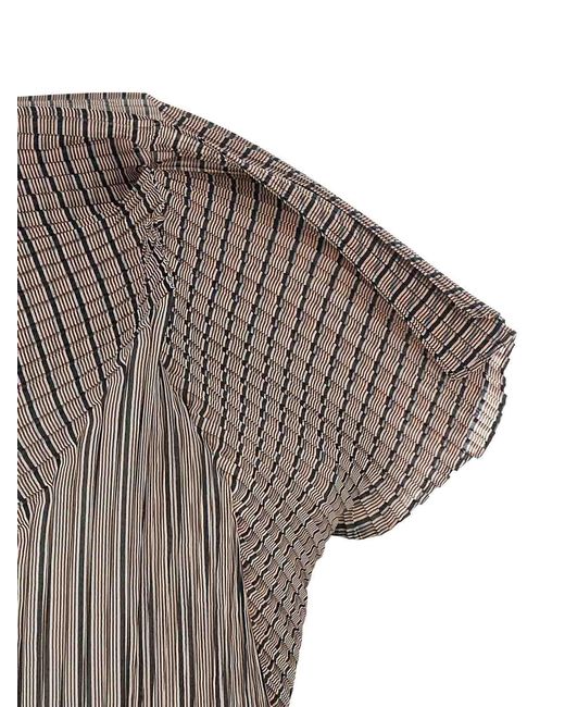 Issey Miyake Gray Generic Stripes (Machine Pleats) Top