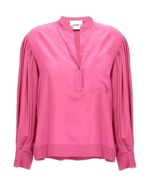 Nude Pink Silk Bloshirt
