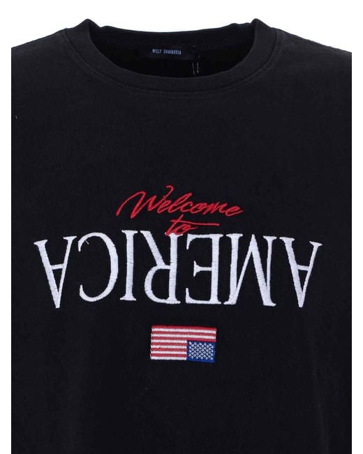 Willy Chavarria Blue Welcome To America T-Shirt for men