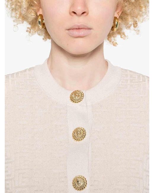 Balmain White Pb Labyrinth Knit Cardigan