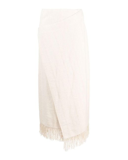 Jil Sander White Cotton Blend Midi Skirt