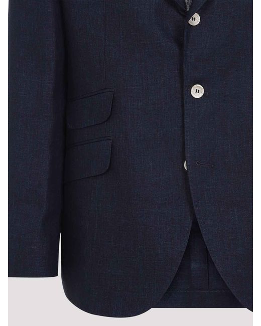 Brunello Cucinelli Blue Linen Jacket for men