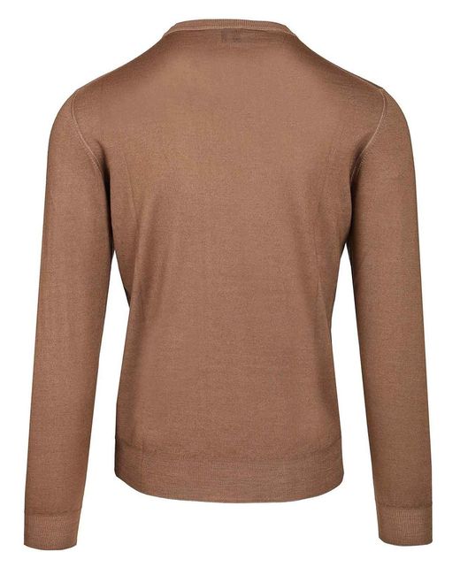 Fedeli Brown Crew Neck Sweater for men