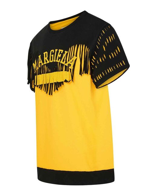 Maison Margiela Yellow Two Tone Décortiqué Cotton T Shirt for men