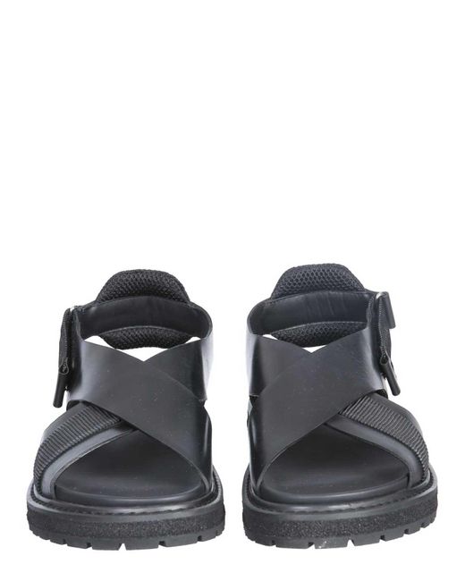 Premiata Black Leather Sandals for men