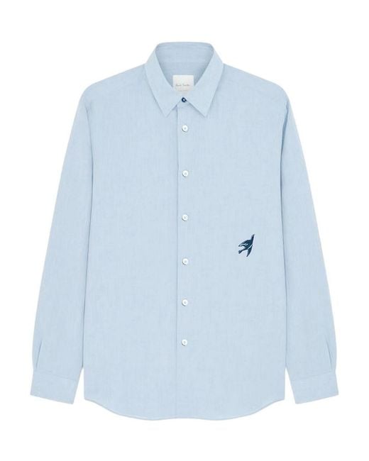 Paul Smith Blue Swallow Embroidery Shirt for men