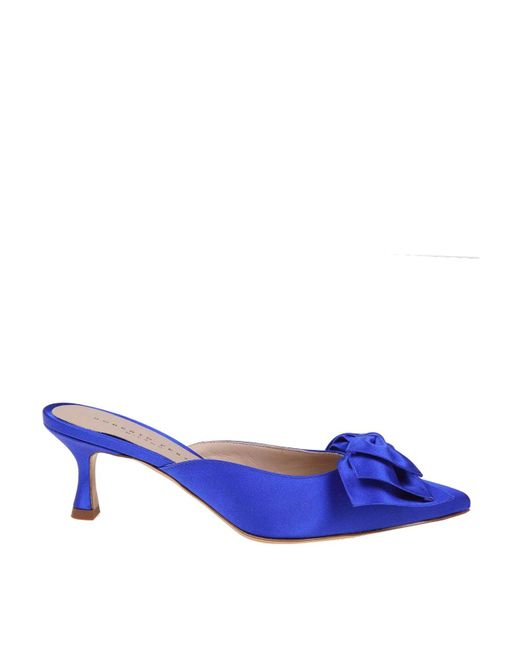 Roberto Festa Blue Satin Mule With Bow
