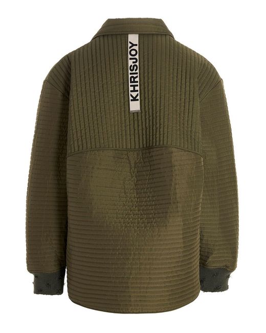 Khrisjoy Green 'Chore Quilted Stripes' Down Jacket for men