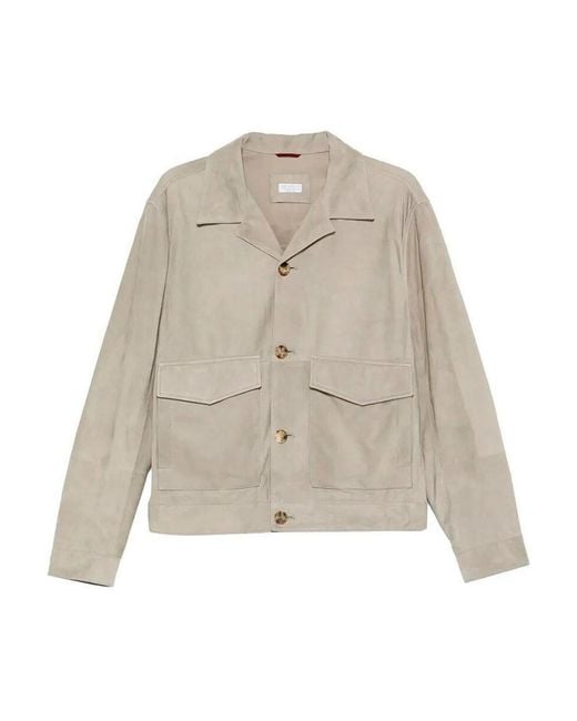 Brunello Cucinelli Natural Leather Jacket for men