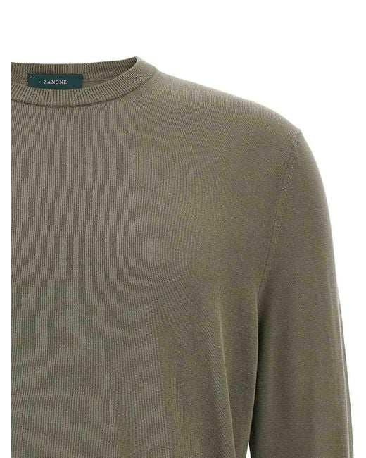 Zanone Green Cotton Sweater for men