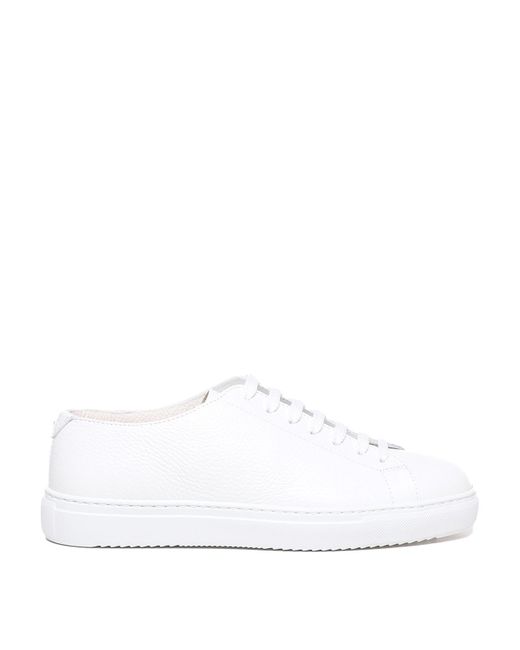 Doucal's White Leather Sneakers for men