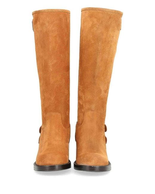 Chloé Brown Dakota Suede Biker Boots